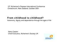 From childhood to childhood? - Alzheimer`s Disease International