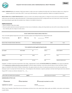 Early Admission Form