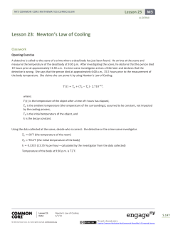 Lesson 23: Newton`s Law of Cooling