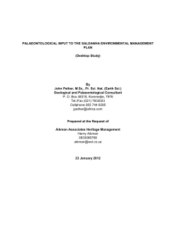 PALAEONTOLOGICAL INPUT TO THE SALDANHA