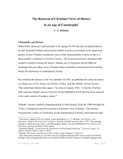 The Renewal of Christian Views of History in an Age of Catastrophe