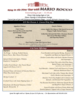 Entertaining Entertaining 8 pm &ndash; 12:30 am $55 Per Person 4