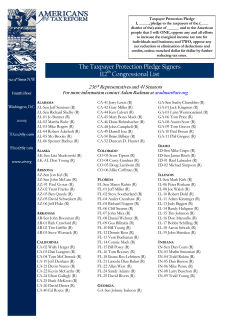 The Taxpayer Protection Pledge Signers 112th Congressional List