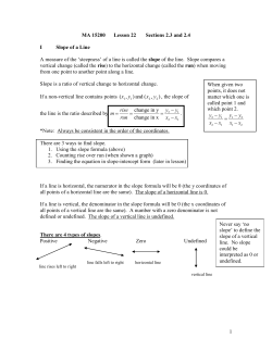 1 MA 15200 Lesson 22 Sections 2.3 and 2.4 I Slope of a Line A