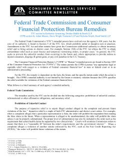 Federal Trade Commission and Consumer Financial Protection