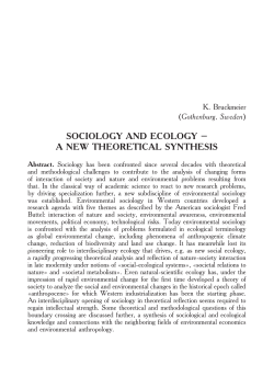 Sociology and ecology &ndash; a new theoretical SyntheSiS