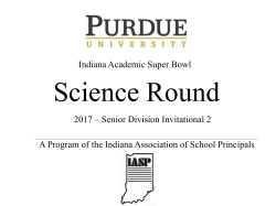 Senior Science Invitational 2 - Indiana Association of School Principals