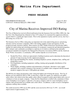 City of Marina Receives Improved ISO Rating Press Release