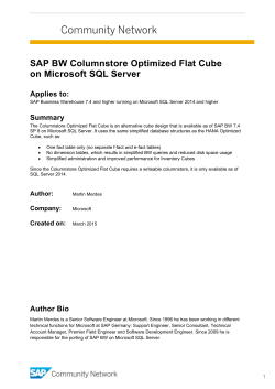 SAP BW Columnstore Optimized Flat Cube on Microsoft