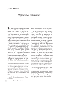 Happiness as achievement - American Academy of Arts and Sciences