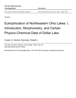 Eutrophication of Northeastern Ohio Lakes. I, Introduction