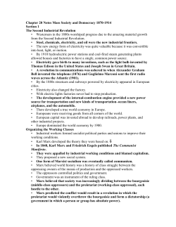 Chapter 20 Notes Mass Society and Democracy 1870