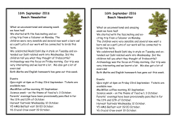 16th September 2016 Beech Newsletter 16th September 2016
