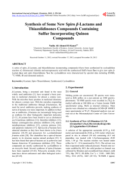 Synthesis of Some New Spiro &beta;-Lactams and Thiazolidinones