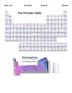 Chem 110 Fall 2010 Exam II Whelan