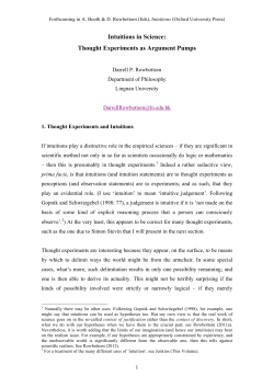 Intuitions in Science: Thought Experiments as Argument Pumps