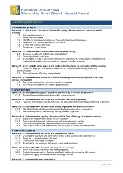 Sci_MS Curriculum_Gr 9 - International School of Kenya