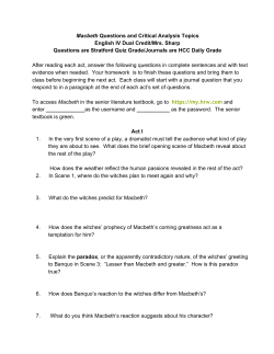 Macbeth Questions and Critical Analysis Topics English IV Dual
