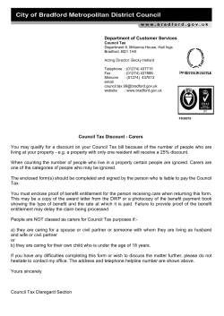 Department of Customer Services Council Tax Discount