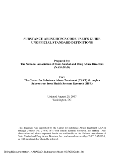 Substance Abuse HCPCS Code User`s Guide