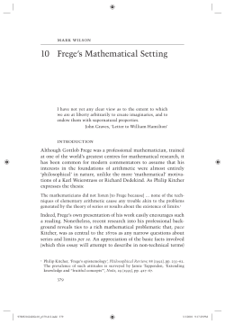 Frege`s Mathematical Setting