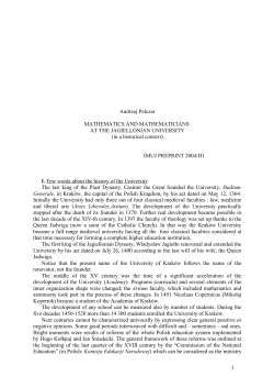 Andrzej Pelczar - Instytut Matematyki UJ