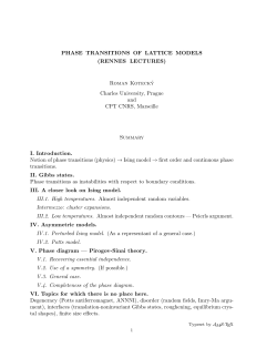 PHASE TRANSITIONS OF LATTICE MODELS (RENNES