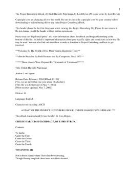 Childe Harold`s Pilgrimage - University of Macau Library