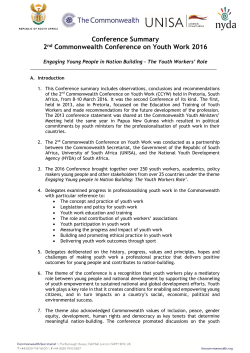Conference Summary 2nd Commonwealth Conference on Youth
