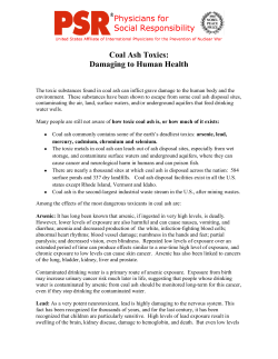 Coal Ash Toxics: Damaging to Human Health