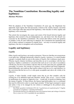 The Namibian Constitution: Reconciling legality and legitimacy