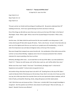 Hyssop and White Snow - Canadian Reformed Theological Seminary