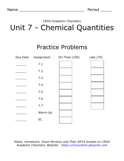 Unit 7 - Chemical Quantities - Cinco Ranch Academic Chemistry