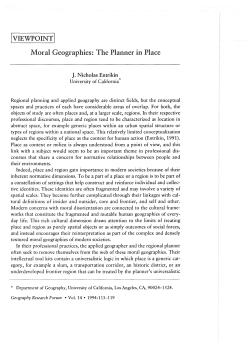 Moral Geographies: The Planner in Place