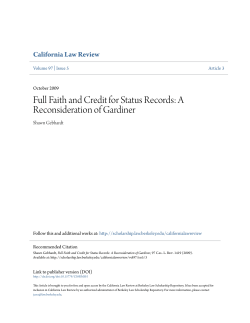 Full Faith and Credit for Status Records: A Reconsideration of