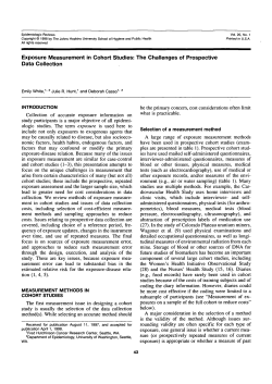 Exposure Measurement in Cohort Studies: The