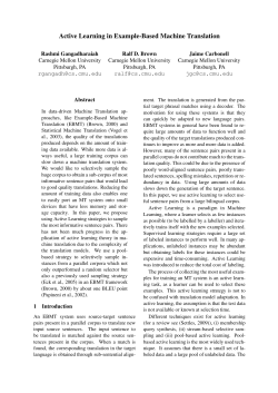 Active Learning in Example-Based Machine Translation