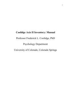 Coolidge Assessment Battery Manual