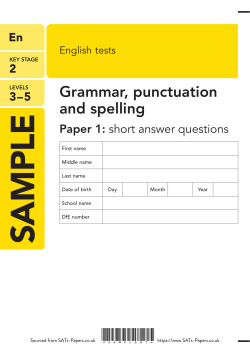 2012 KS2 SATs SPaG Paper 1 (Questions) (Short