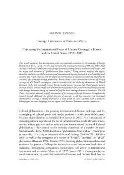 Foreign Literatures in National Media. Comparing the