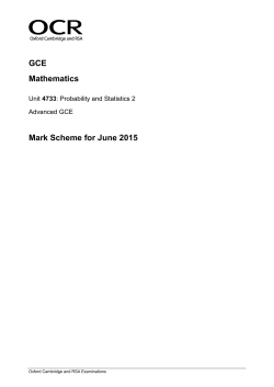 Mark scheme - Unit 4733 - Probability and statistics 2 - June