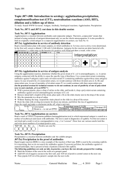 Topic J07+J08: Introduction to serology: agglutination