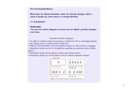 Ch.3 Accelerated Motion Main Idea: An object accelerates when its