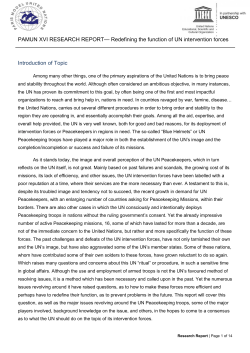 PAMUN XVI RESEARCH REPORT&mdash; Redefining the function of UN
