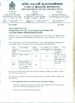 VAT Rate Change - Inland Revenue Department