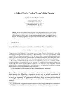 A String of Pearls: Proofs of Fermat`s Little Theorem