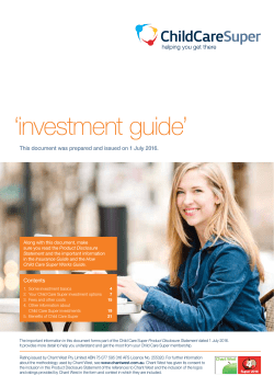investment guide - Child Care Super