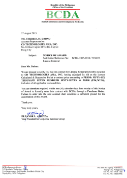 Pasig City Subject: NOTICE OF AWARD THOUSAND SEVEN