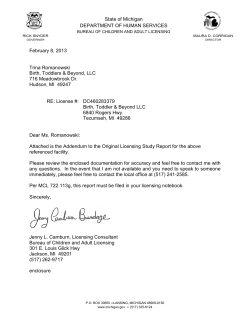 Addendum to Original Licensing Study Report