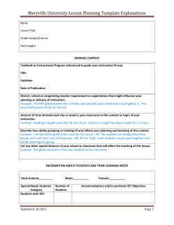 Maryville University Lesson Planning Template Explanations